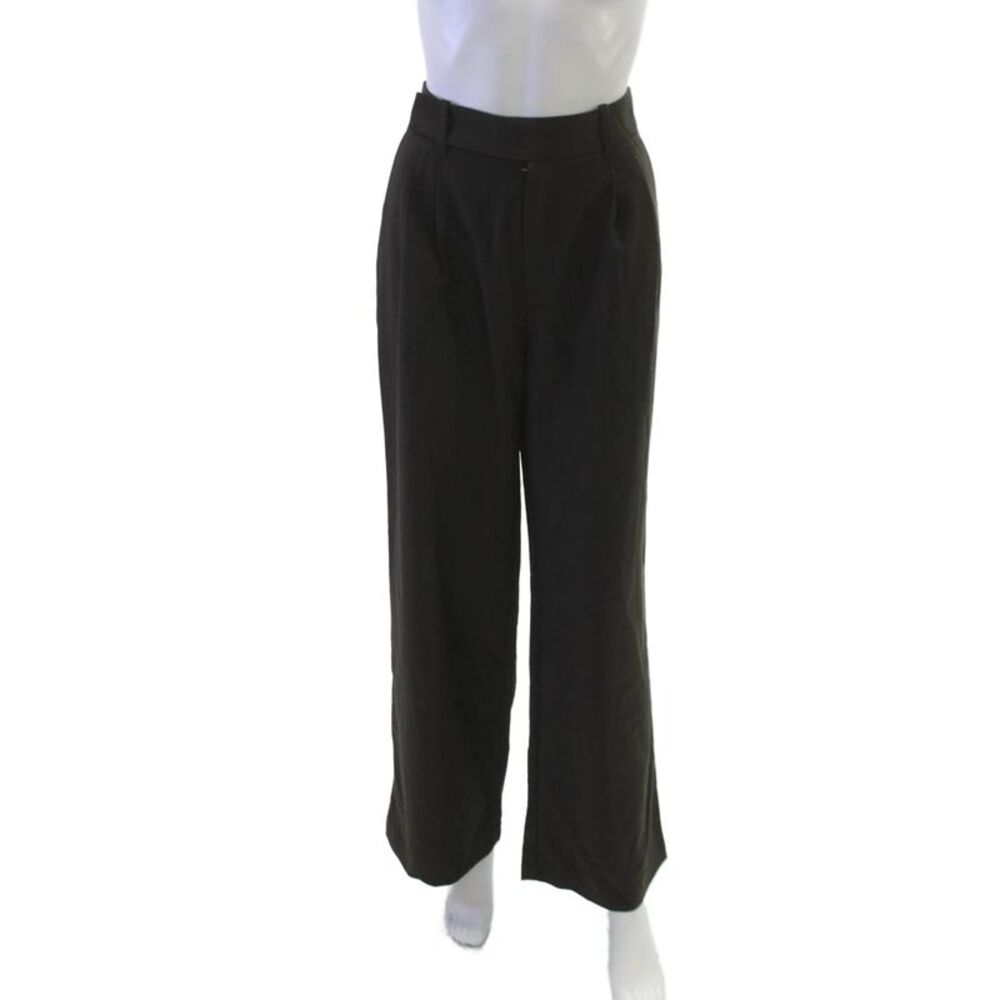 NIA Womens Dress Pants Green Polyester Button Closure Size M